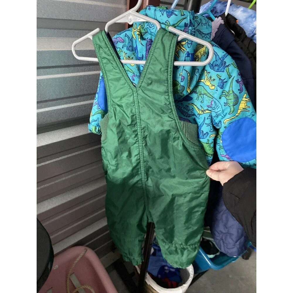 Baby Gap Green Nylon Insulated Snow Bib Overalls Size 6-12 Months